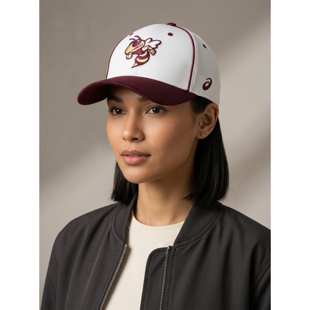 Pukka Headwear Hat A-Flex Jackets White Maroon Yellow Jacket Mascot Cap L XL